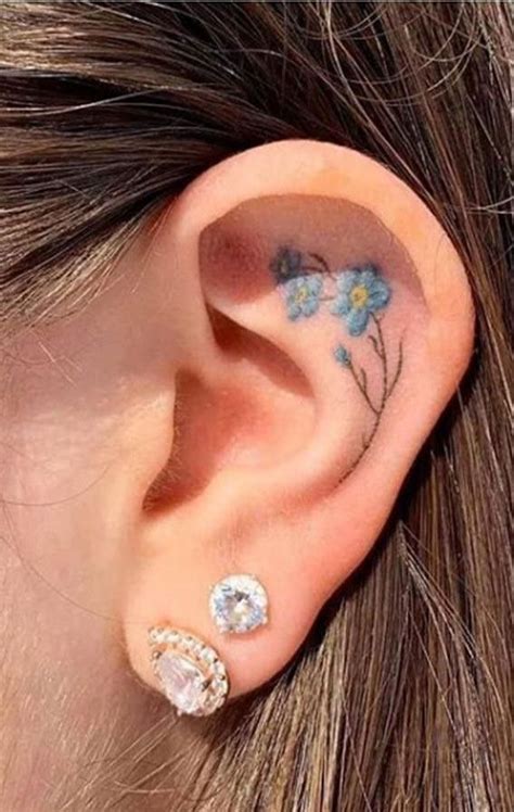 Whispered Ink 40 The Beauty Of Ear Tattoos Flower Inside Ear Tattoo I Take You Wedding