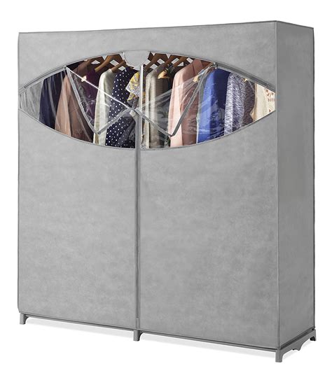 Whitmor 60 Grey Portable Wardrobe Clothes Closet Organizer With