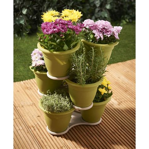 Wilko Clever Pots Plastic Pot Stacker Taupe Planters Outdoor Outdoor