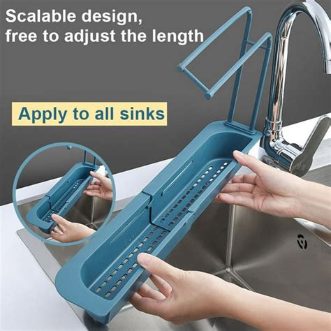 Windfall Telescopic Kitchen Sink Sponge Holder Adjustable Length Expandable Storage Sponge Soap