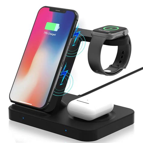 Wireless Charger Stand 3 In 1 Qi 15W Fast Charging Dock Station For Apple Watch Iwatch 6 5 4