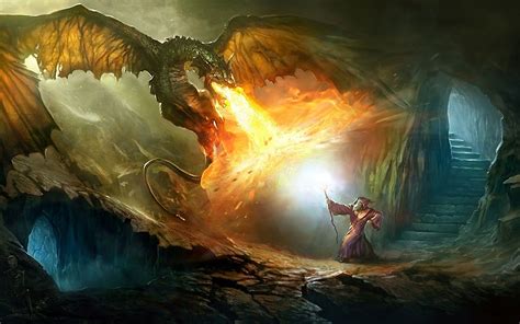 Wizard Fighting A Dragon Dragon Art Dungeons And Dragons Fantasy Art