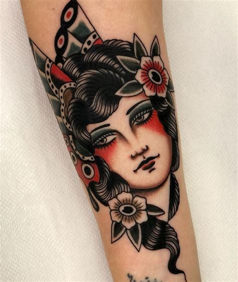 Woman Face Tattoo Traditional Kassie Spalding