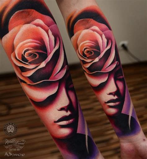 Women Tattoo Rose With Portrait Tattoo 100 Meaningful Rose Tattoo Designs Tattooviral