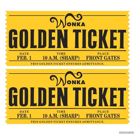 Wonka Golden Ticket Printable Template for Kids