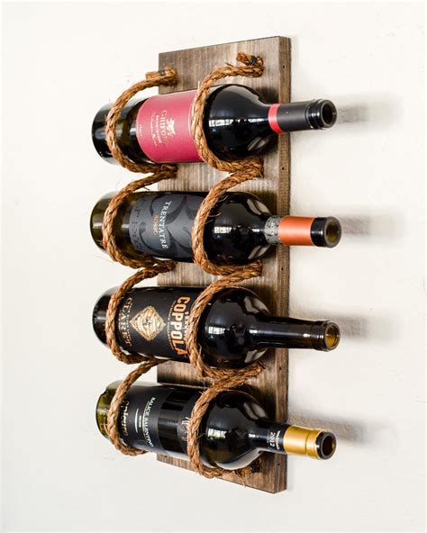 Wood Wine Rack Wall Mounted Wine Bottle Holder Shelf With Etsy