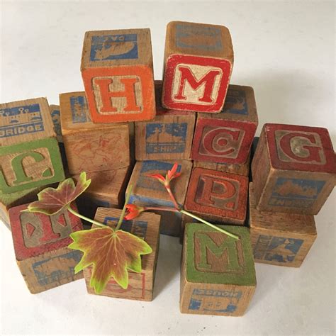 Wooden Antique Alphabet Baby Blocks For Display And Props 20 1 5 Inch