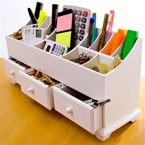 Wooden Desk Tidy Organiser Caddy Pen Holder Tidy Make Up Drawers