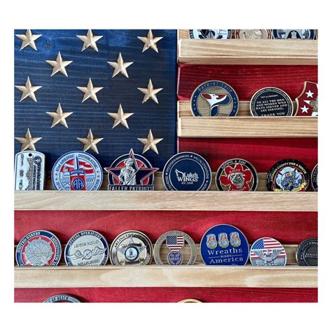 Wooden Desktop Challenge Coin Holder Framed American Flag Art Flags Of Valor Llc