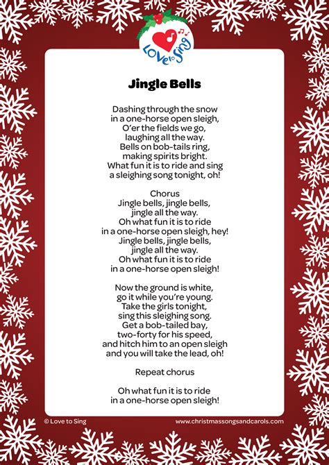 Printable Jingle Bells Lyrics for Holiday Fun