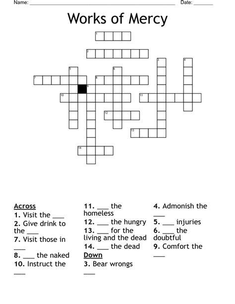 Works Of Mercy Word Search Wordmint