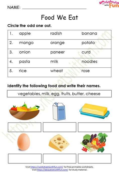 Worksheet For Class 3 Evs Food We Eat Kidsworksheetfun