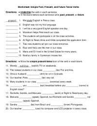 Worksheet Simple Past Present And Future Tense Verbs Schemes And Mind Maps English