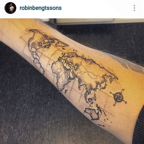 World Map Tattoo By Tattoosbythierry Travelworldmap Weltkarte Tattoo