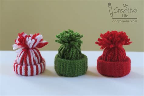 Yarn Hat Ornaments Family Crafts Cardboard Tube Crafts Holiday Hats