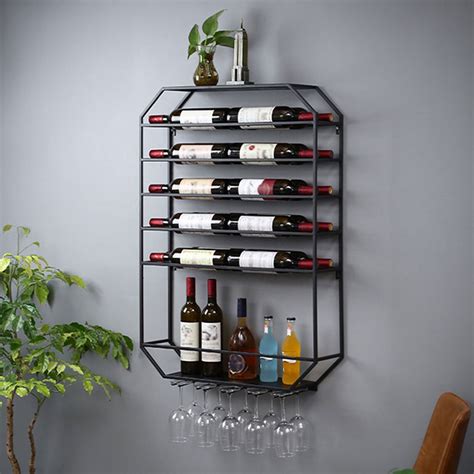 Yiyibyus Wine Rack Wall Mounted Wine Bottles Glasses Storage Shelf