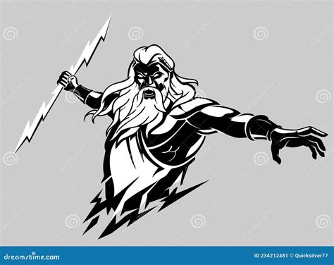 Zeus Greek God With Thunder Bolt Stock Vector Adobe Stock