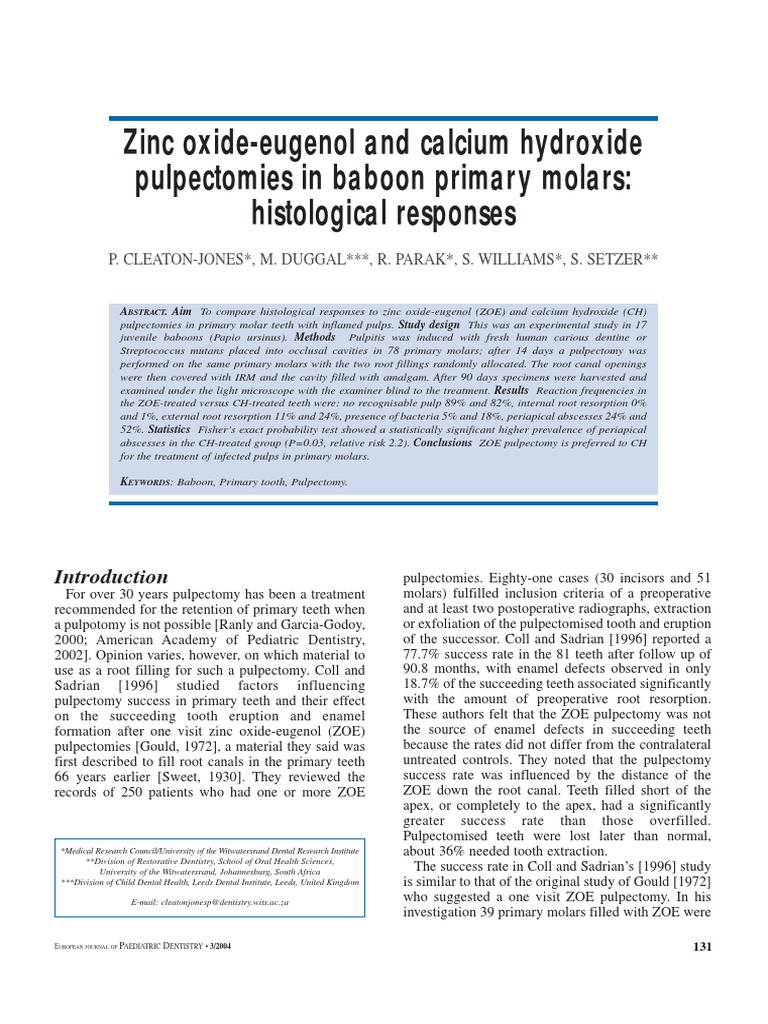 Zinc Oxide Eugenol And Calcium Hydroxide Pdf Dental Anatomy Dentistry