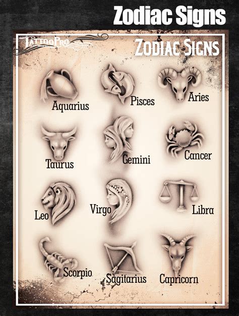 Zodiac Signs Tattoo Pro Stencils